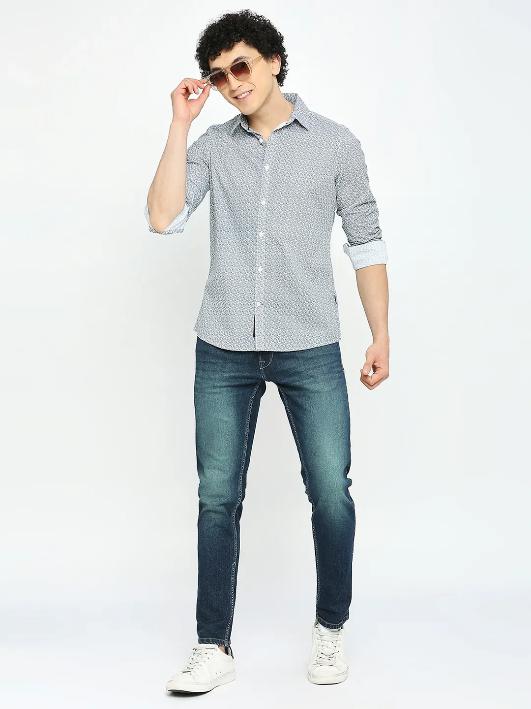 White Slim Straight Fit Regular Collar Long Sleeves Men's Shirt by Being Human Clothing - Image 6
