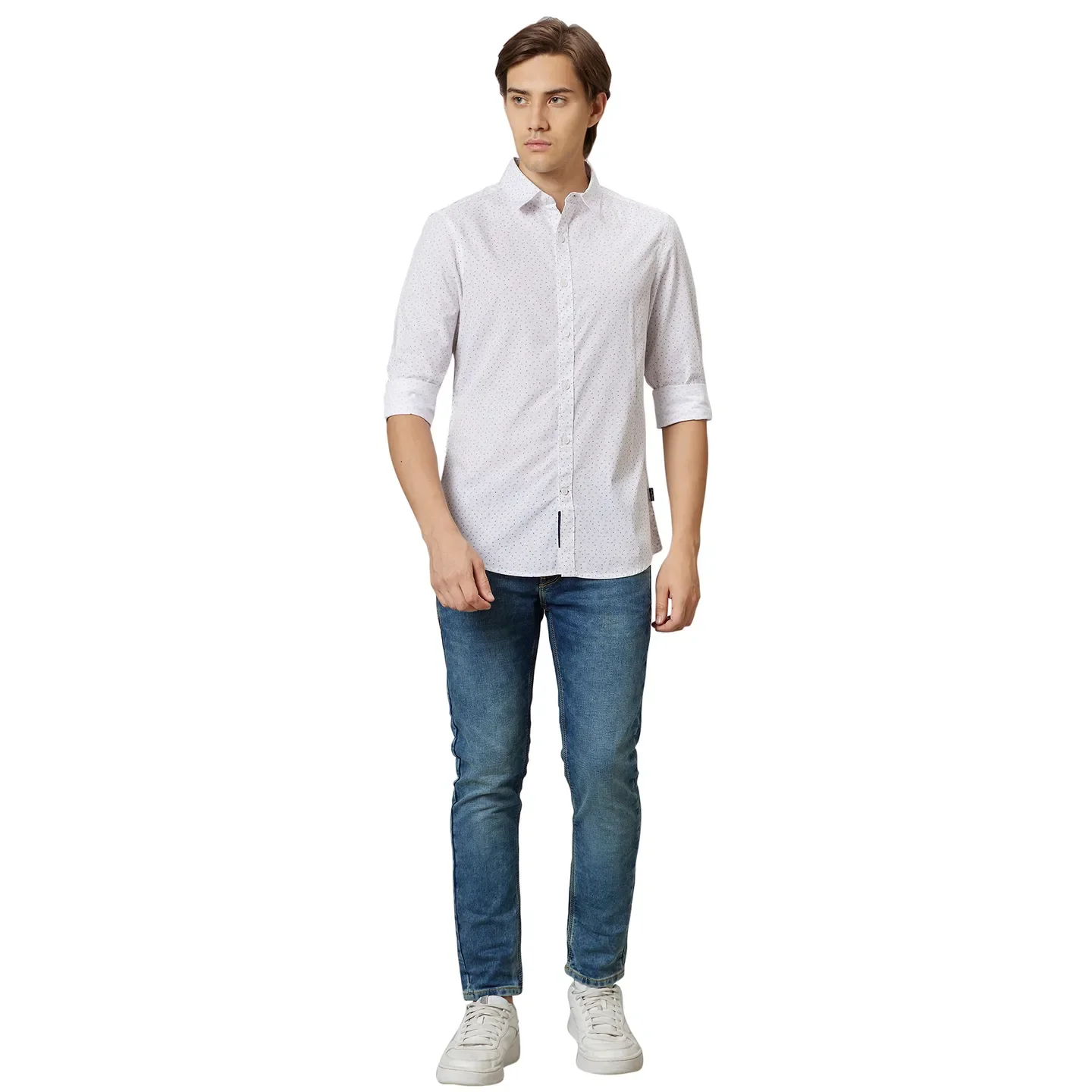 White Slim Fit Regular Collar Men's Shirt by Being Human Clothing - Image 2