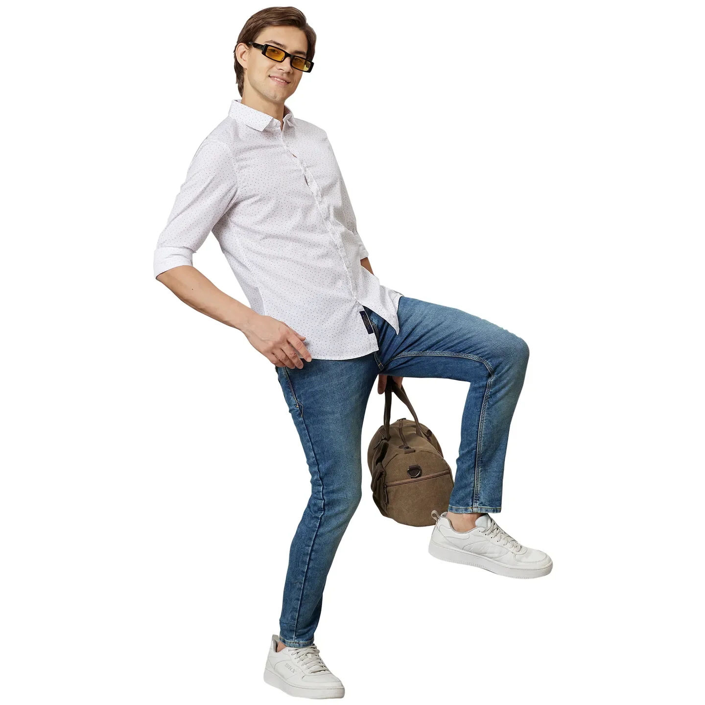 White Slim Fit Regular Collar Men's Shirt by Being Human Clothing - Image 6