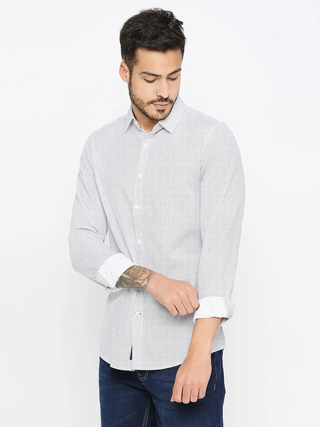 White Slim Fit Regular Collar Men's Shirt by Being Human Clothing - Image 2