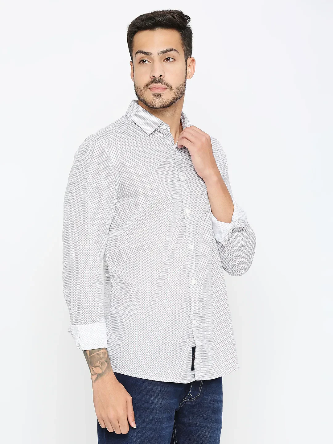 White Slim Fit Regular Collar Men's Shirt by Being Human Clothing - Image 3