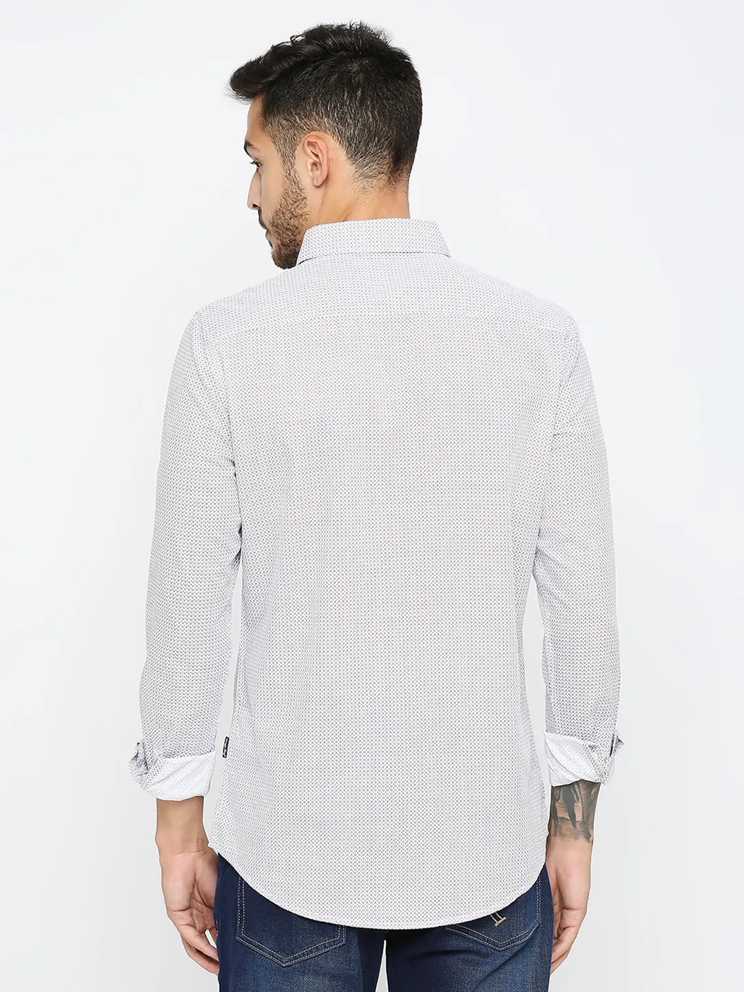 White Slim Fit Regular Collar Men's Shirt by Being Human Clothing - Image 4