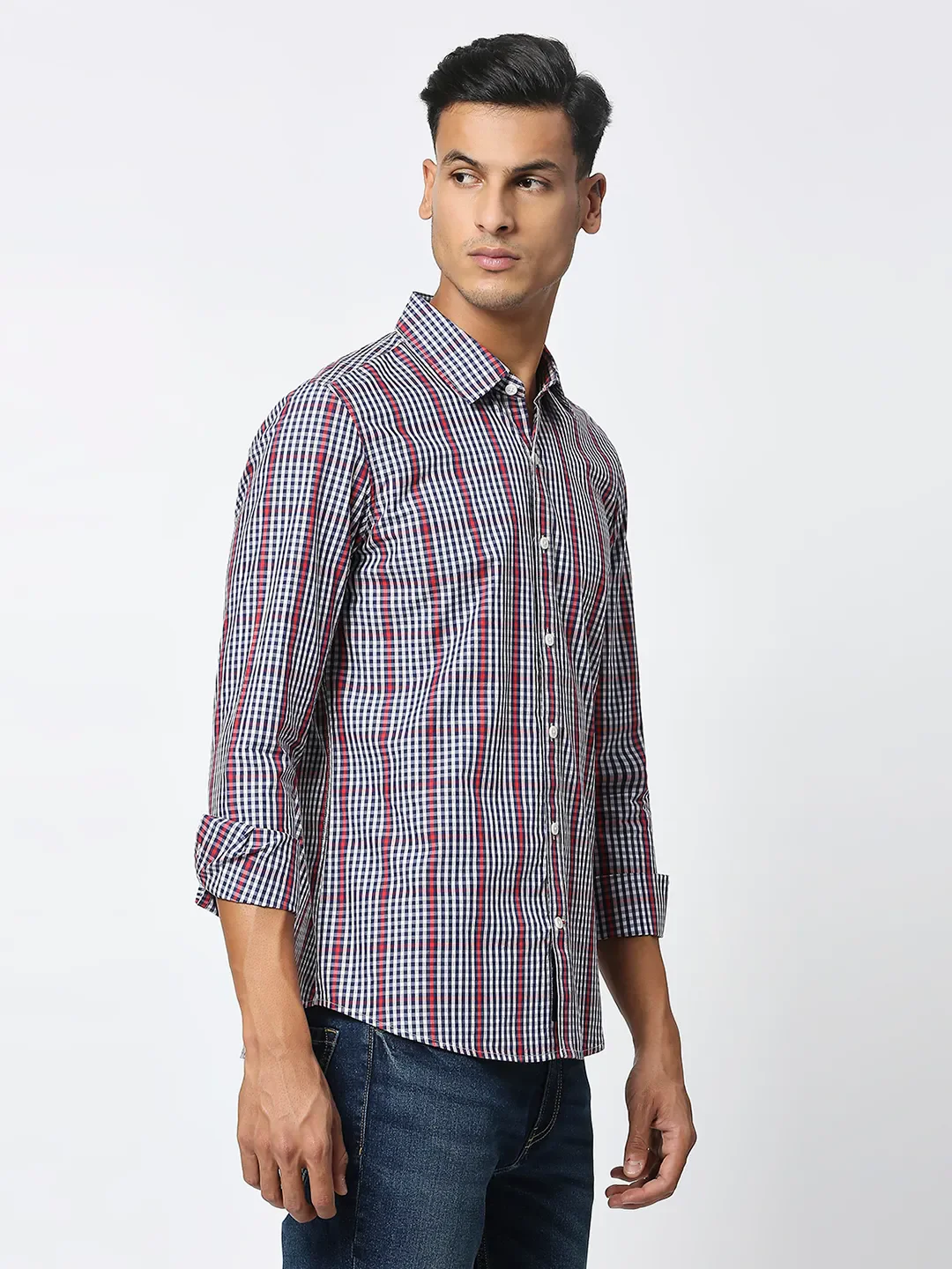 White Slim Fit Regular Collar Men's Shirt by Being Human Clothing - Image 3