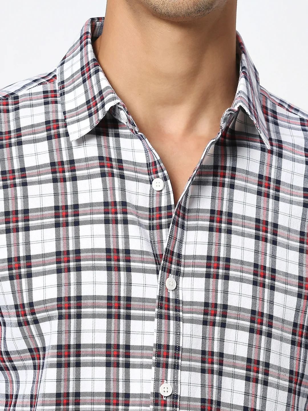 White Slim Fit Regular Collar Men's Shirt by Being Human Clothing - Image 5