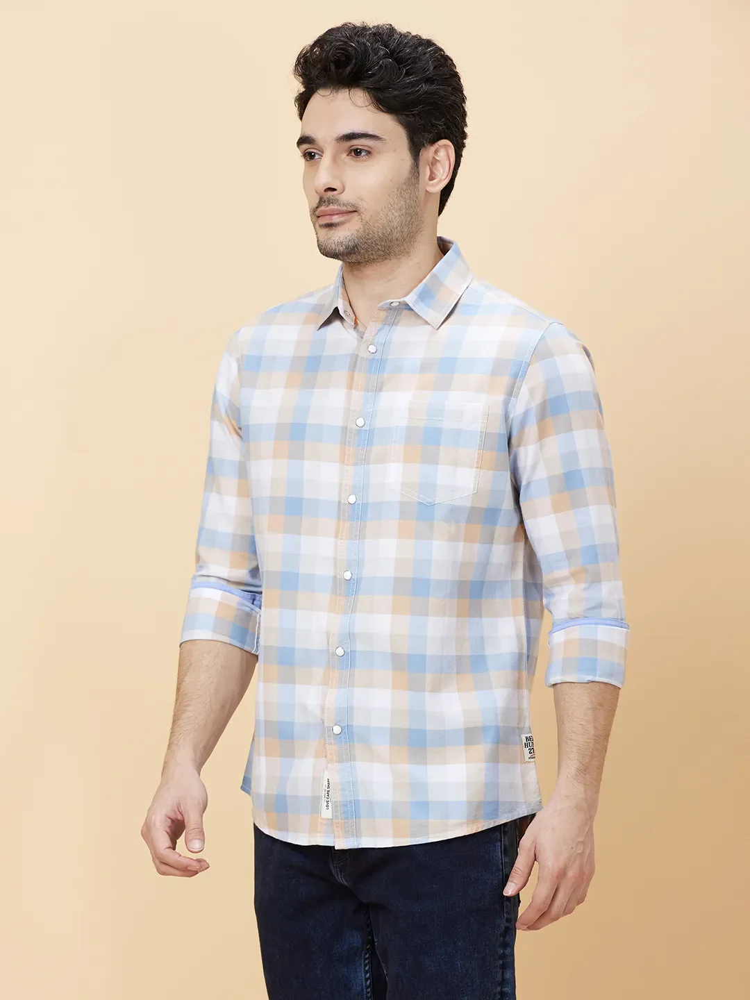 White Slim Fit Regular Collar Men's Shirt by Being Human Clothing - Image 3