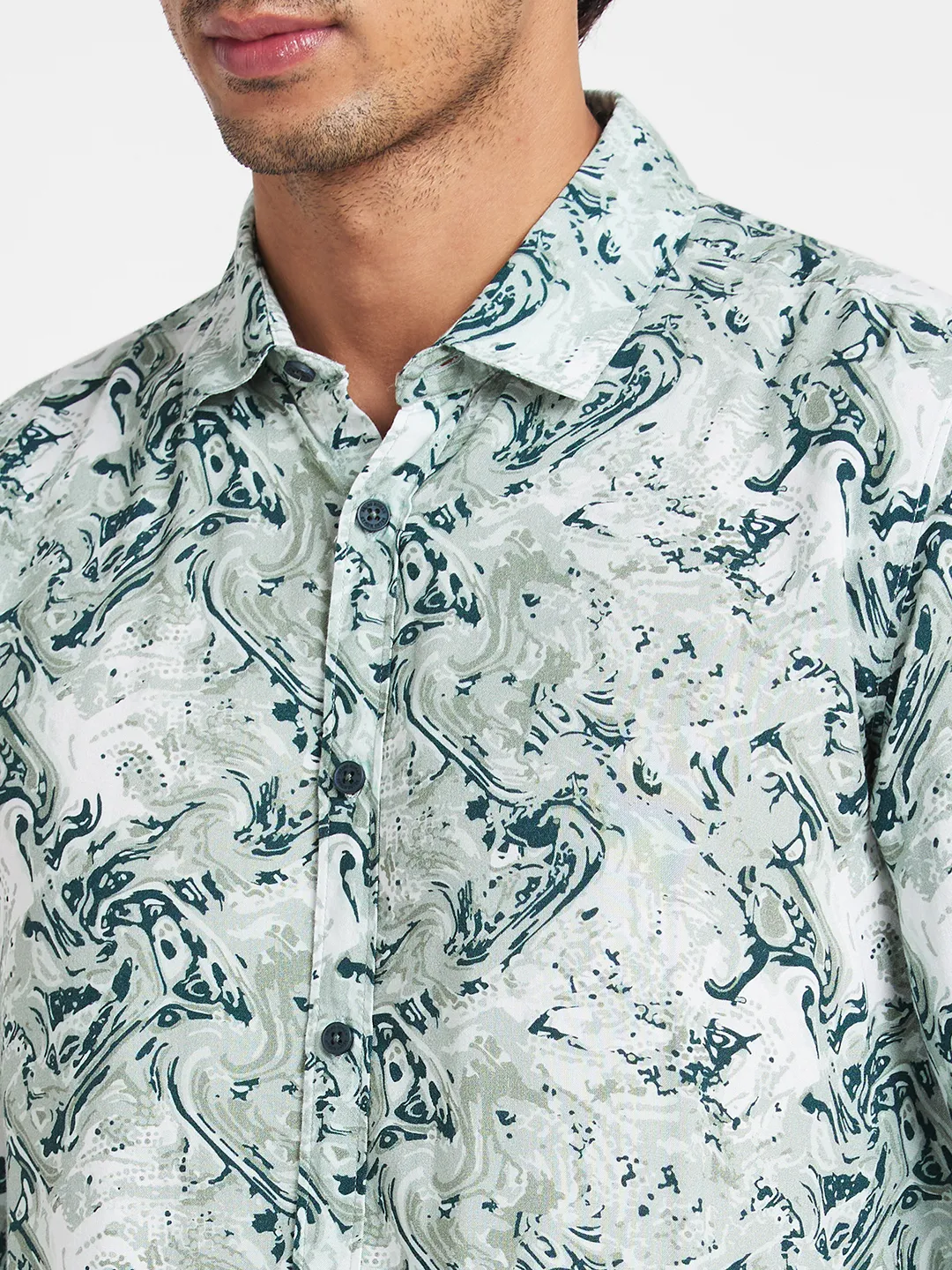 White Slim Straight Fit Regular Collar Long Sleeves Men's Shirt by Being Human Clothing - Image 5