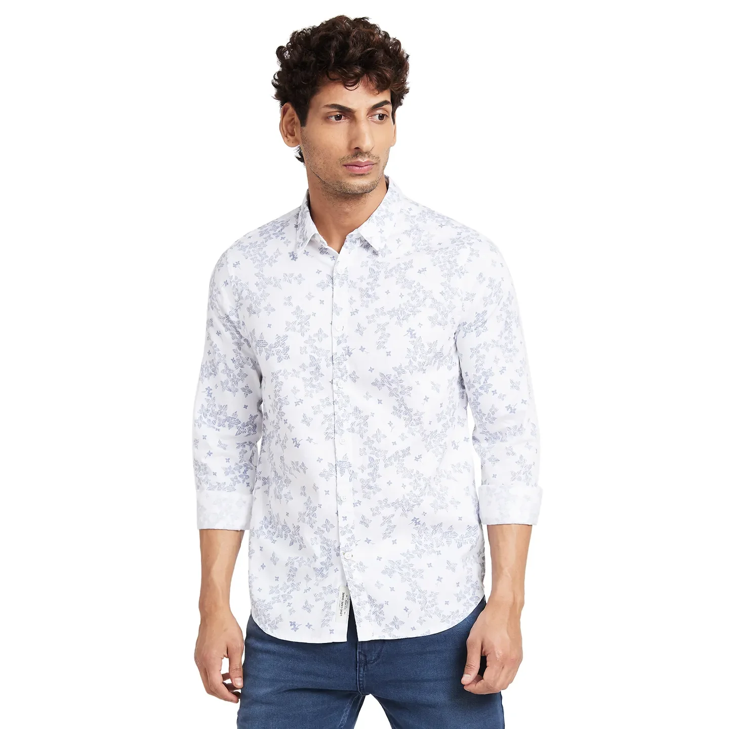 White Slim Fit Regular Collar Men's Shirt by Being Human Clothing
