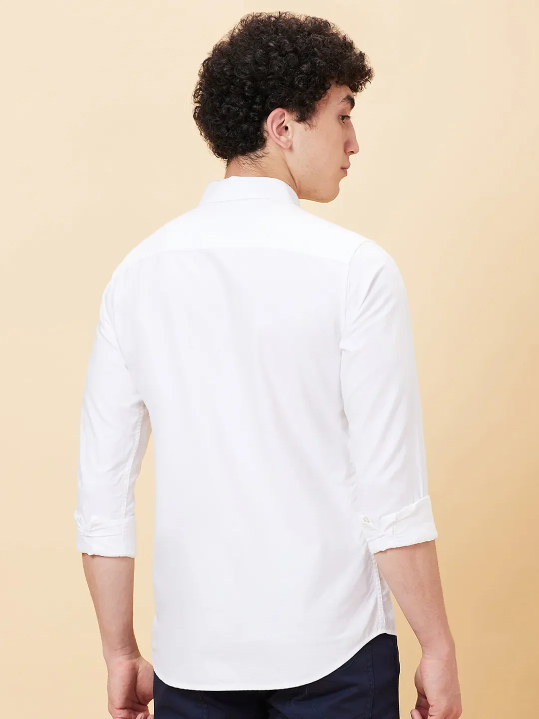 White Slim Fit Regular Collar Men's Shirt by Being Human Clothing - Image 2