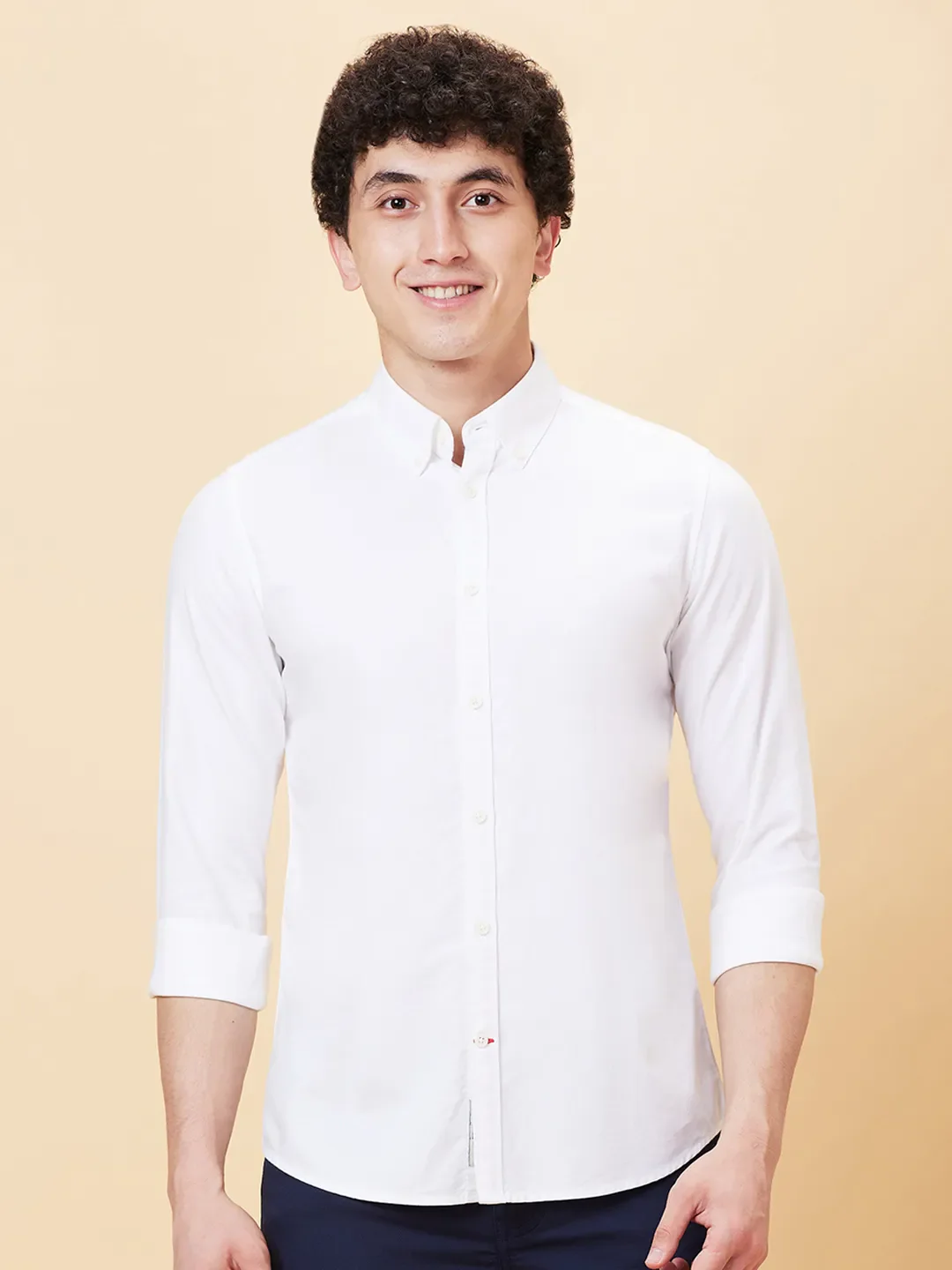 White Slim Fit Regular Collar Men's Shirt by Being Human Clothing - Image 6