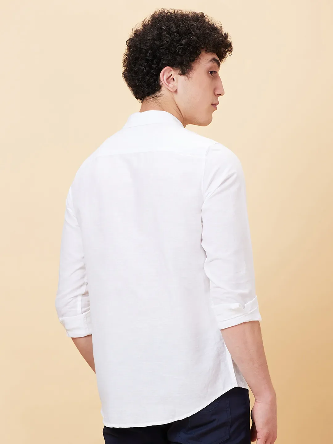 White Slim Fit Regular Collar Men's Shirt by Being Human Clothing - Image 2