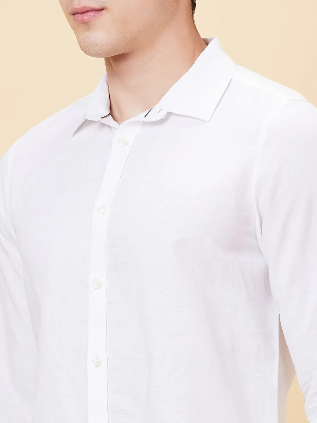White Slim Fit Regular Collar Men's Shirt by Being Human Clothing - Image 4