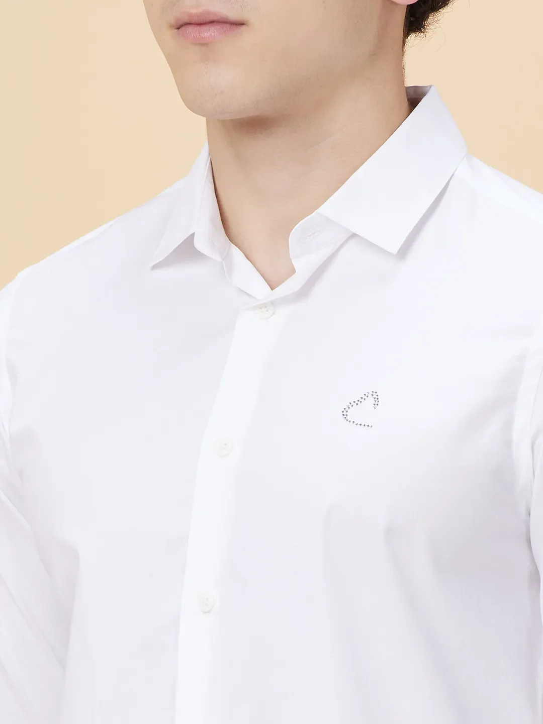 White Slim Fit Regular Collar Men's Shirt by Being Human Clothing - Image 5
