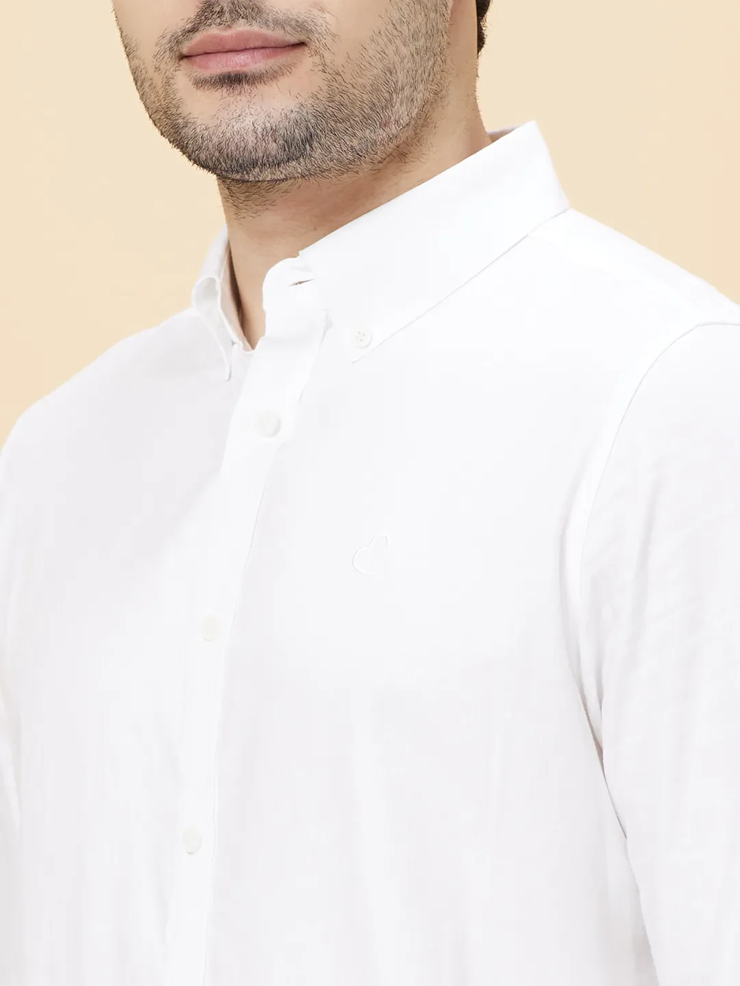 White Slim Straight Fit Regular Collar Long Sleeves Men's Shirt by Being Human Clothing - Image 5
