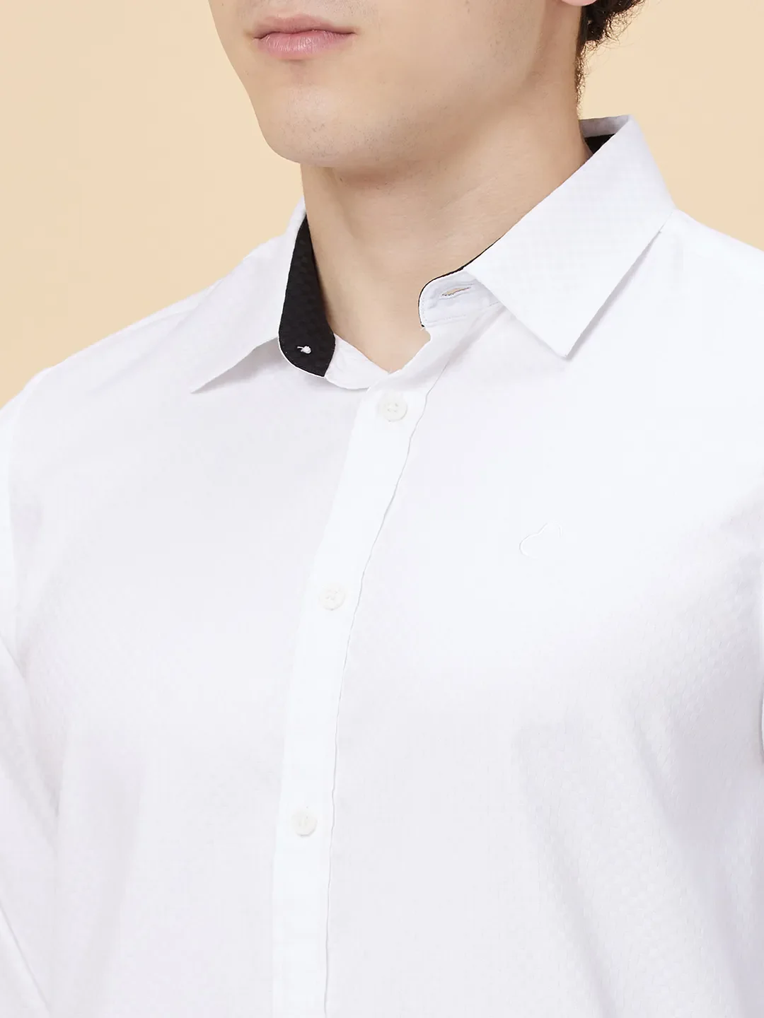 White Slim Straight Fit Regular Collar Long Sleeves Men's Shirt by Being Human Clothing - Image 5