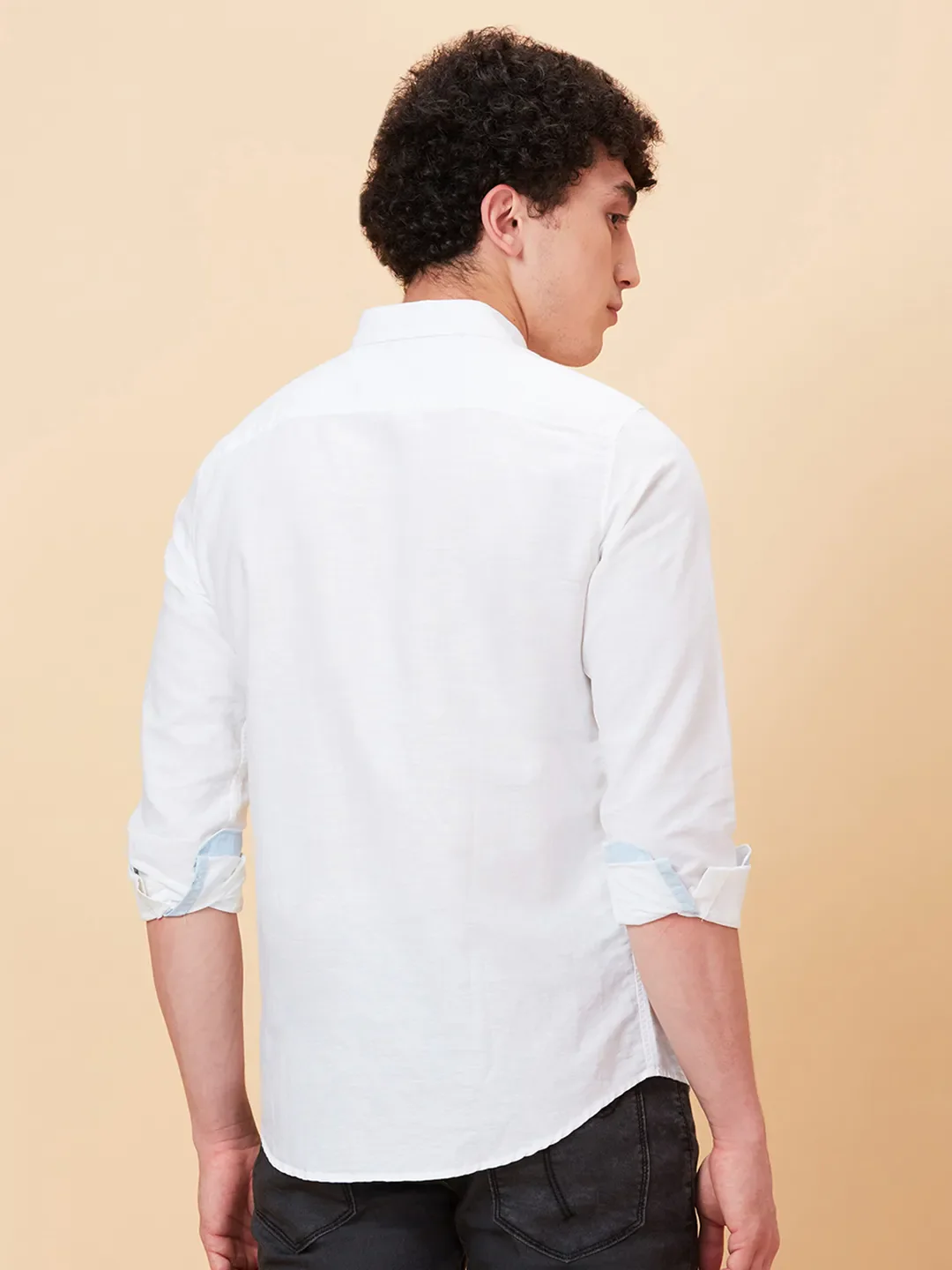 White Slim Fit Regular Collar Men's Shirt by Being Human Clothing - Image 2