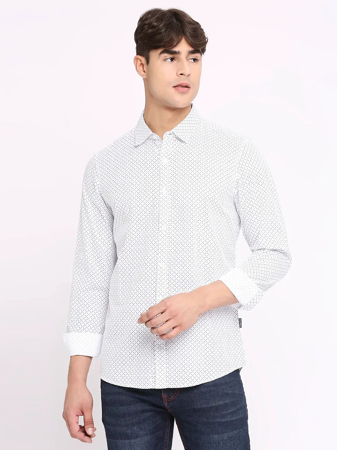 White Slim Fit Regular Collar Men's Shirt by Being Human Clothing