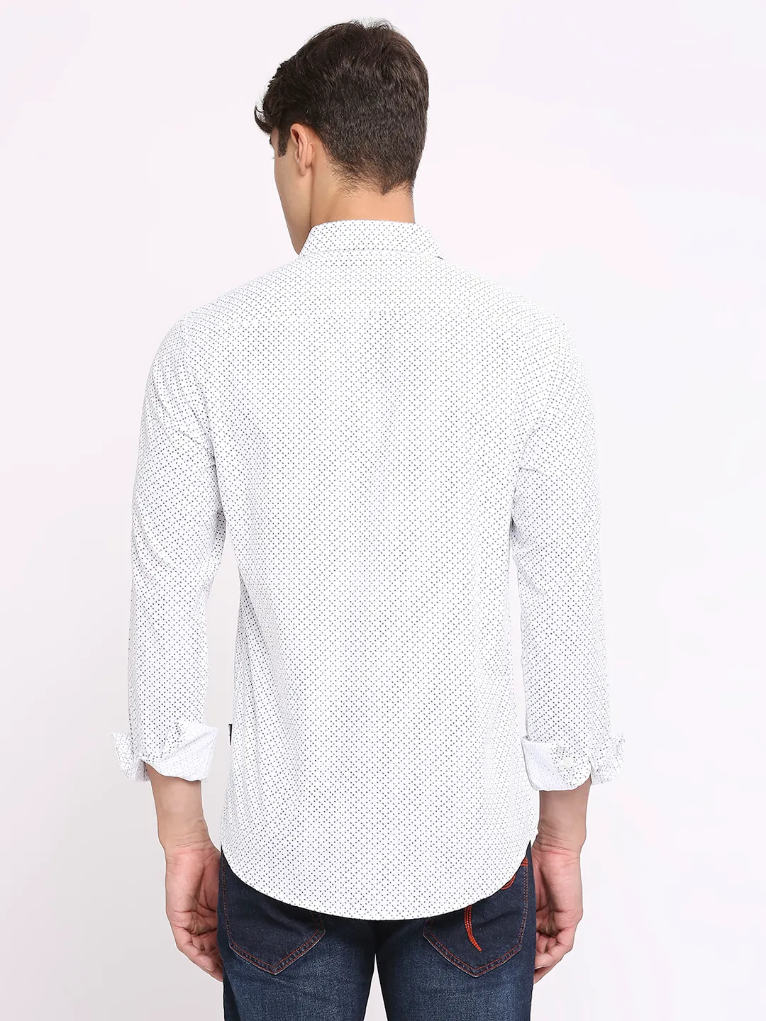 White Slim Fit Regular Collar Men's Shirt by Being Human Clothing - Image 4