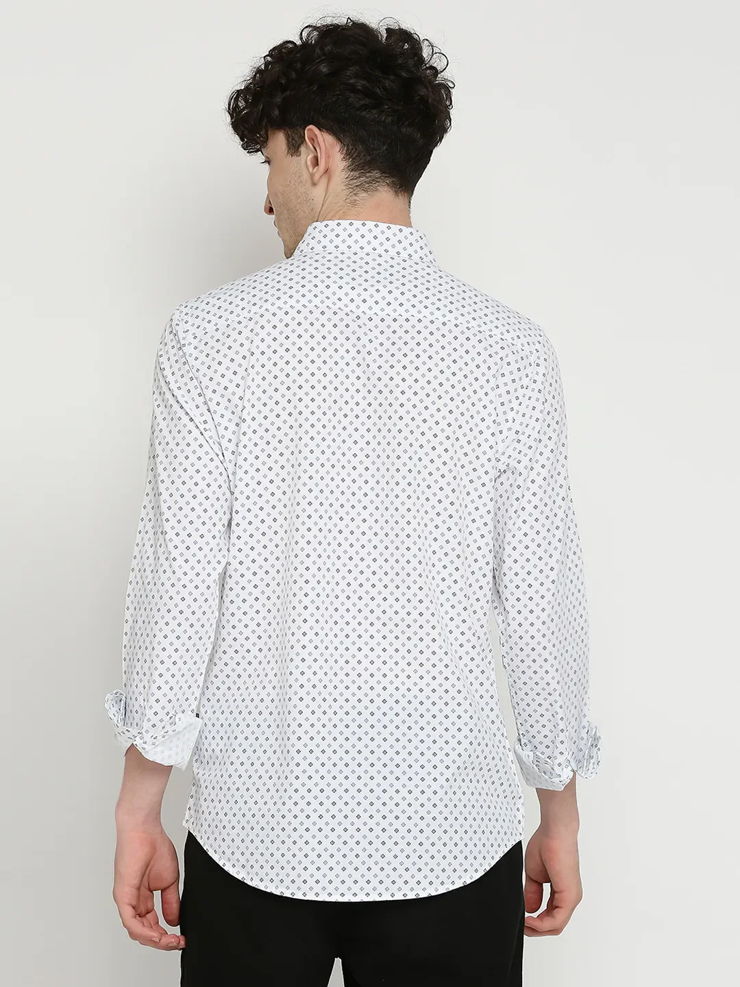 White Slim Straight Fit Regular Collar Long Sleeves Men's Shirt by Being Human Clothing - Image 4