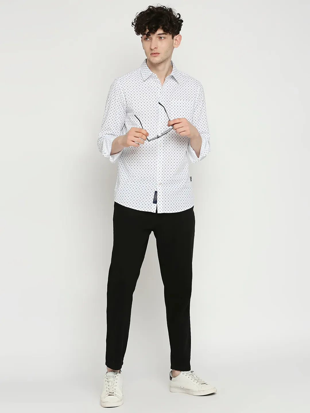 White Slim Straight Fit Regular Collar Long Sleeves Men's Shirt by Being Human Clothing - Image 6