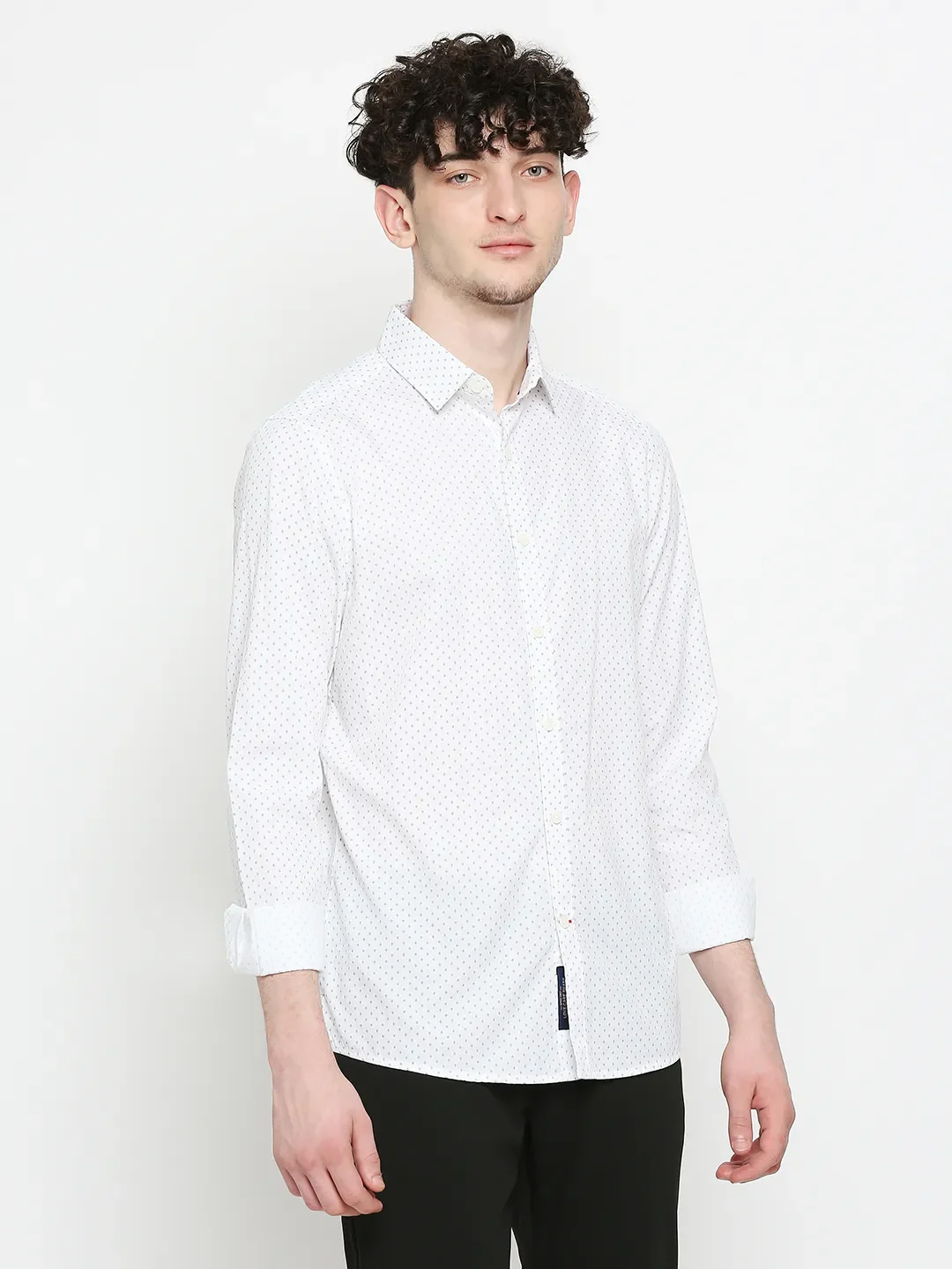 White Slim Straight Fit Regular Collar Long Sleeves Men's Shirt by Being Human Clothing - Image 3