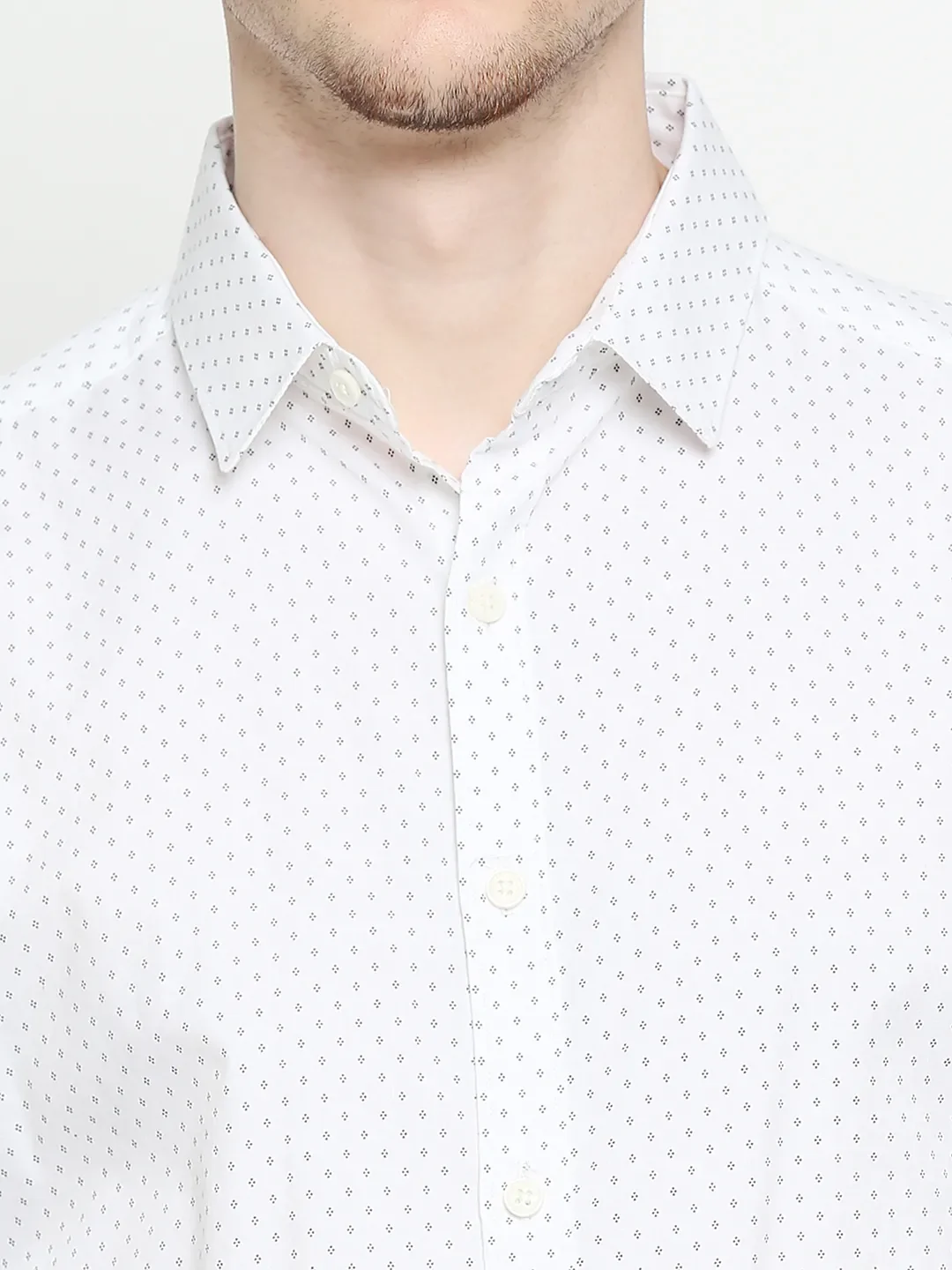White Slim Straight Fit Regular Collar Long Sleeves Men's Shirt by Being Human Clothing - Image 5