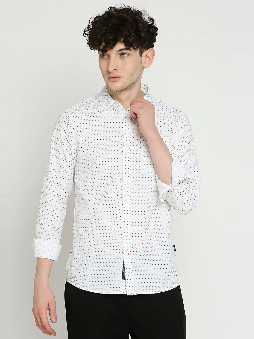 White Slim Straight Fit Regular Collar Long Sleeves Men's Shirt by Being Human Clothing