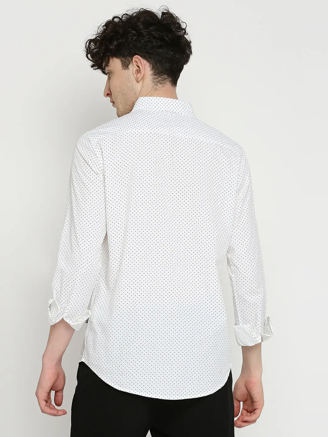White Slim Straight Fit Regular Collar Long Sleeves Men's Shirt by Being Human Clothing - Image 4