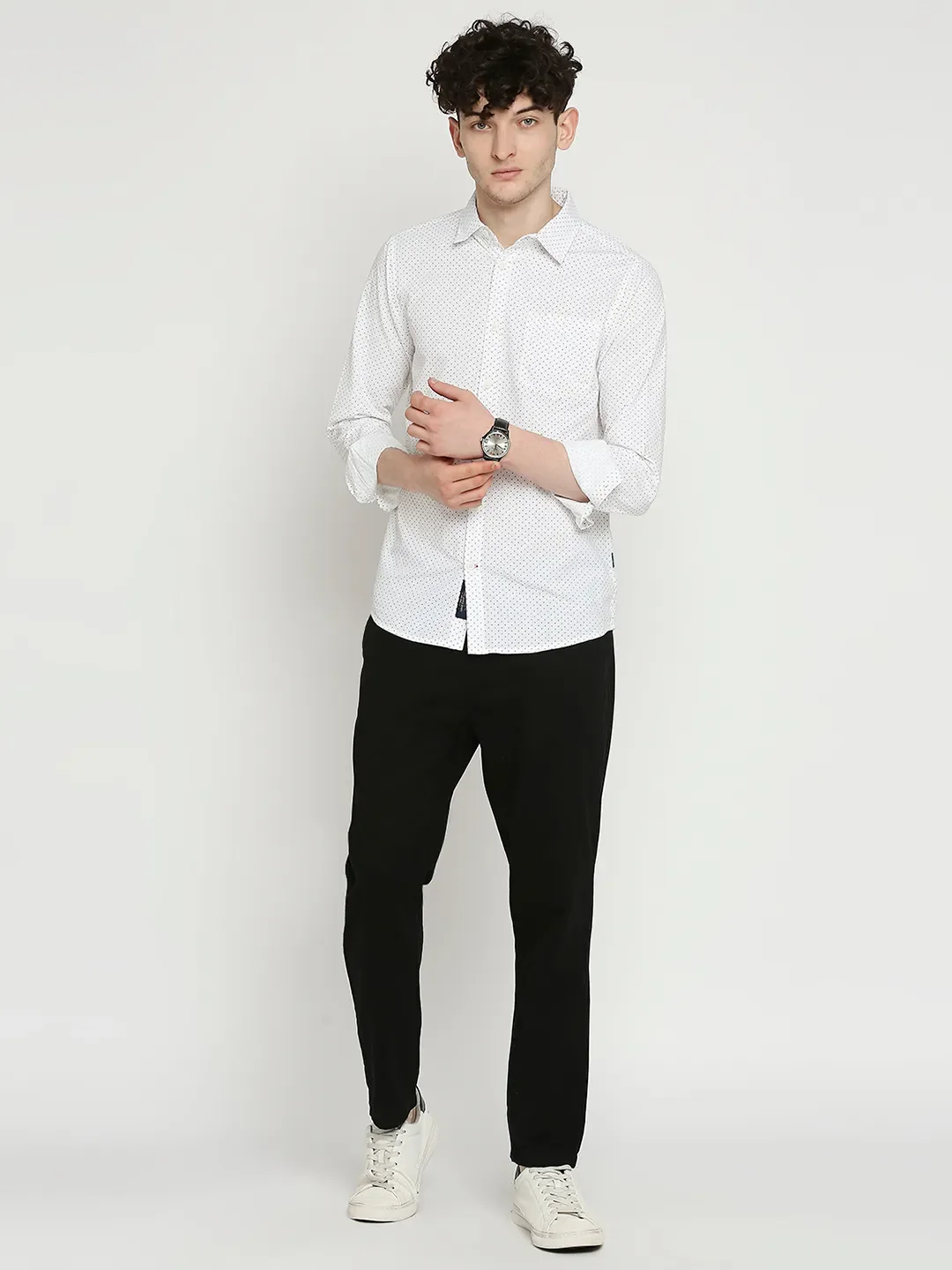 White Slim Straight Fit Regular Collar Long Sleeves Men's Shirt by Being Human Clothing - Image 6