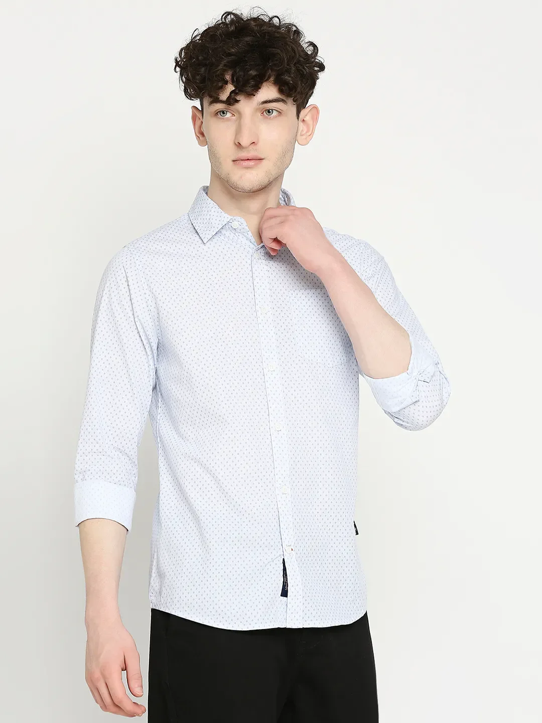 White Slim Straight Fit Regular Collar Long Sleeves Men's Shirt by Being Human Clothing - Image 3