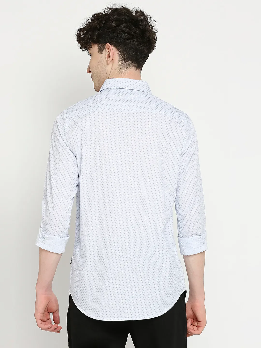 White Slim Straight Fit Regular Collar Long Sleeves Men's Shirt by Being Human Clothing - Image 4