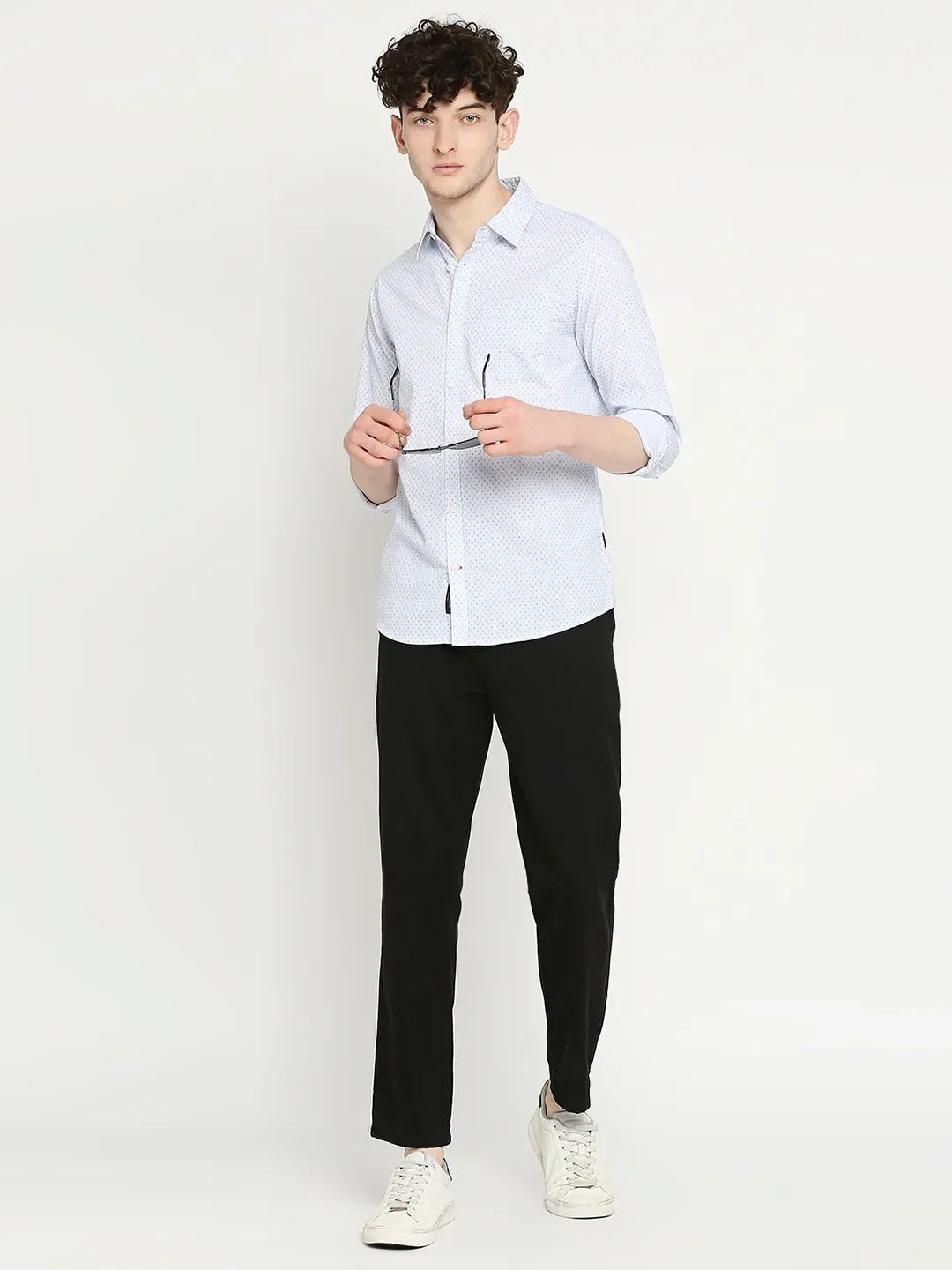White Slim Straight Fit Regular Collar Long Sleeves Men's Shirt by Being Human Clothing - Image 6