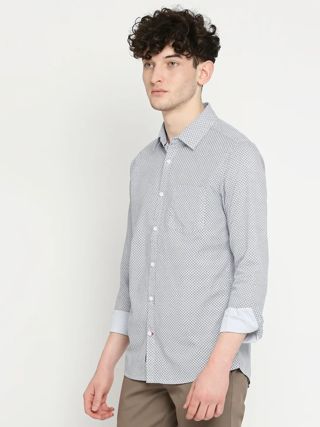 White Slim Straight Fit Regular Collar Long Sleeves Men's Shirt by Being Human Clothing - Image 2