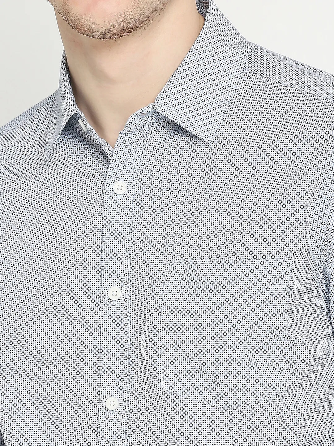 White Slim Straight Fit Regular Collar Long Sleeves Men's Shirt by Being Human Clothing - Image 5