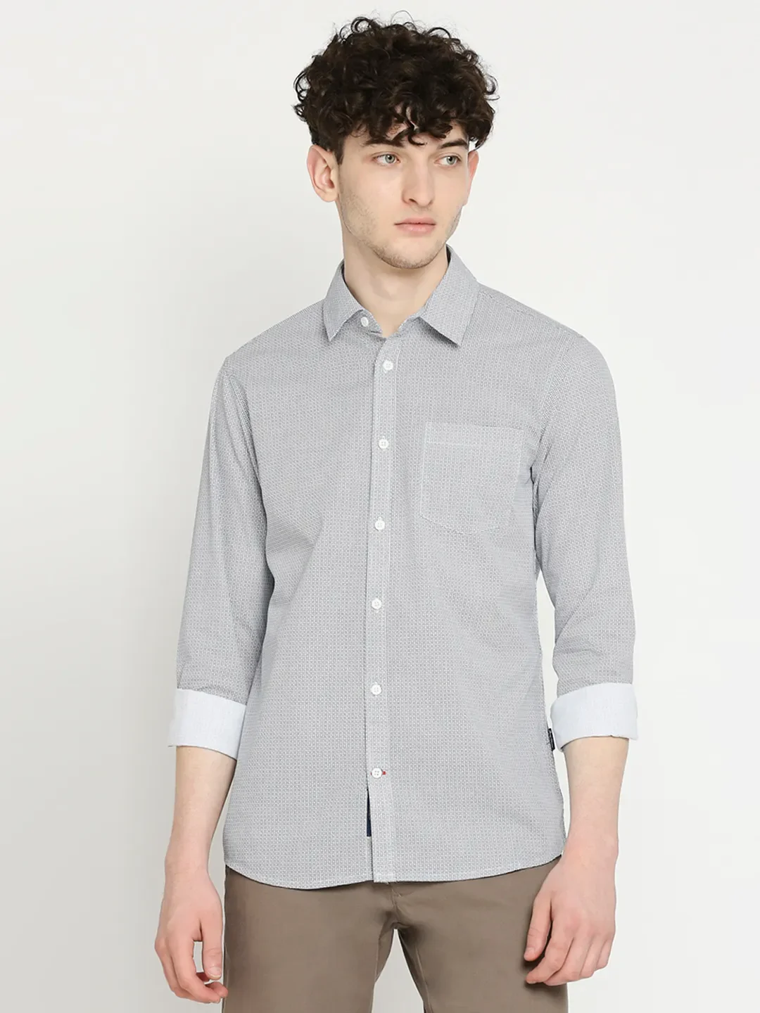 White Slim Straight Fit Regular Collar Long Sleeves Men's Shirt by Being Human Clothing