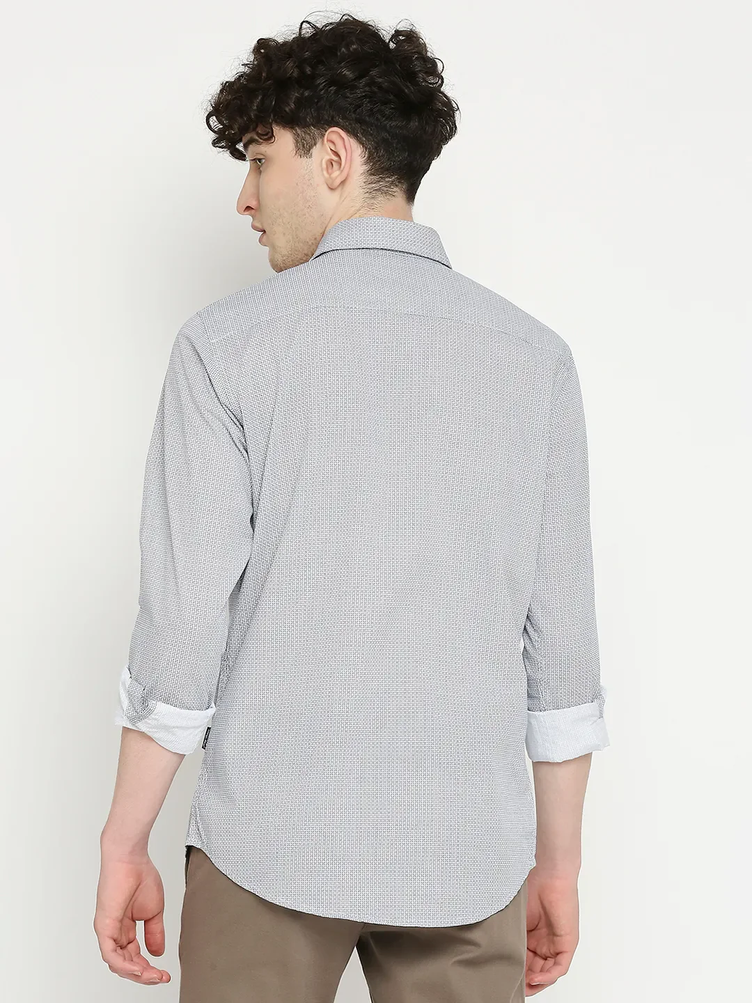White Slim Straight Fit Regular Collar Long Sleeves Men's Shirt by Being Human Clothing - Image 4