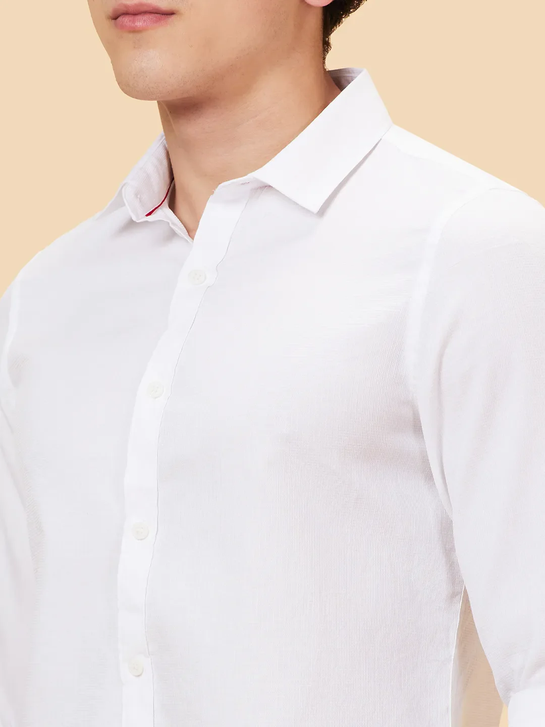 White Slim Straight Fit Regular Collar Long Sleeves Men's Shirt by Being Human Clothing - Image 5