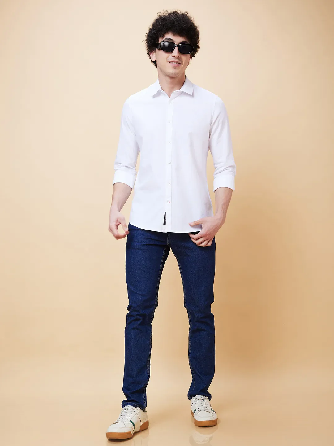 White Slim Straight Fit Regular Collar Long Sleeves Men's Shirt by Being Human Clothing - Image 6