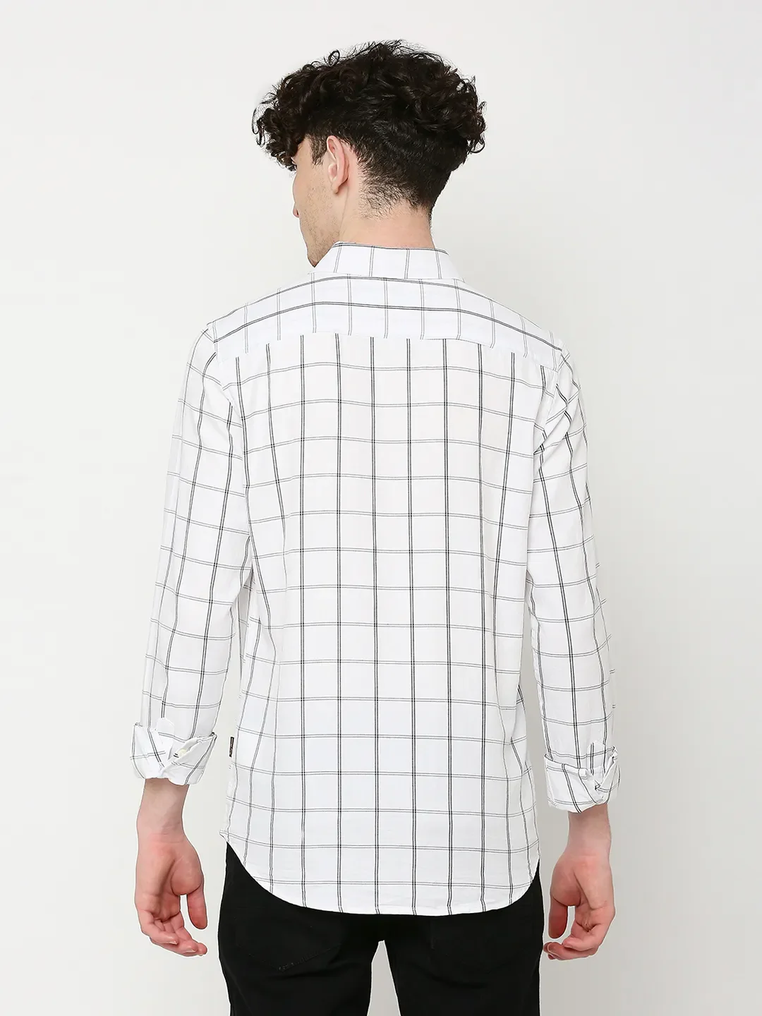 White Slim Straight Fit Regular Collar Long Sleeves Men's Shirt by Being Human Clothing - Image 4