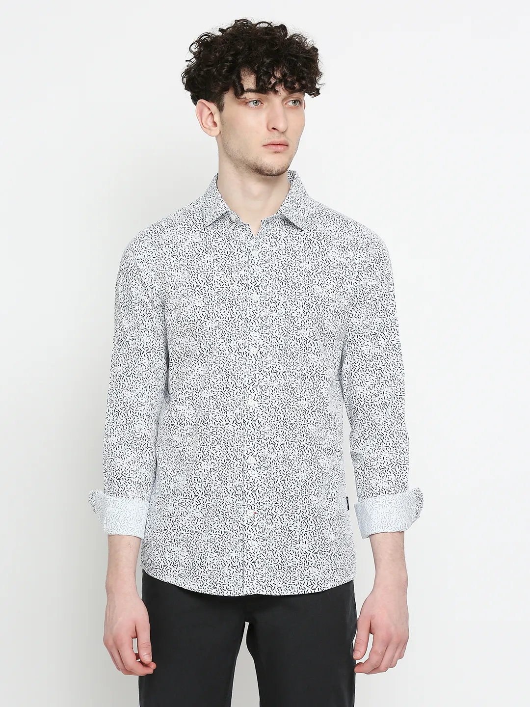 White Slim Straight Fit Regular Collar Long Sleeves Men's Shirt by Being Human Clothing