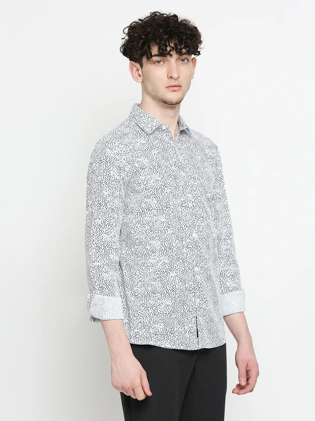 White Slim Straight Fit Regular Collar Long Sleeves Men's Shirt by Being Human Clothing - Image 3