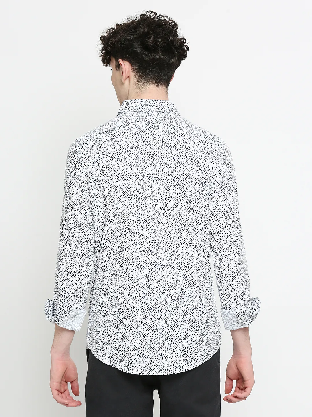 White Slim Straight Fit Regular Collar Long Sleeves Men's Shirt by Being Human Clothing - Image 4