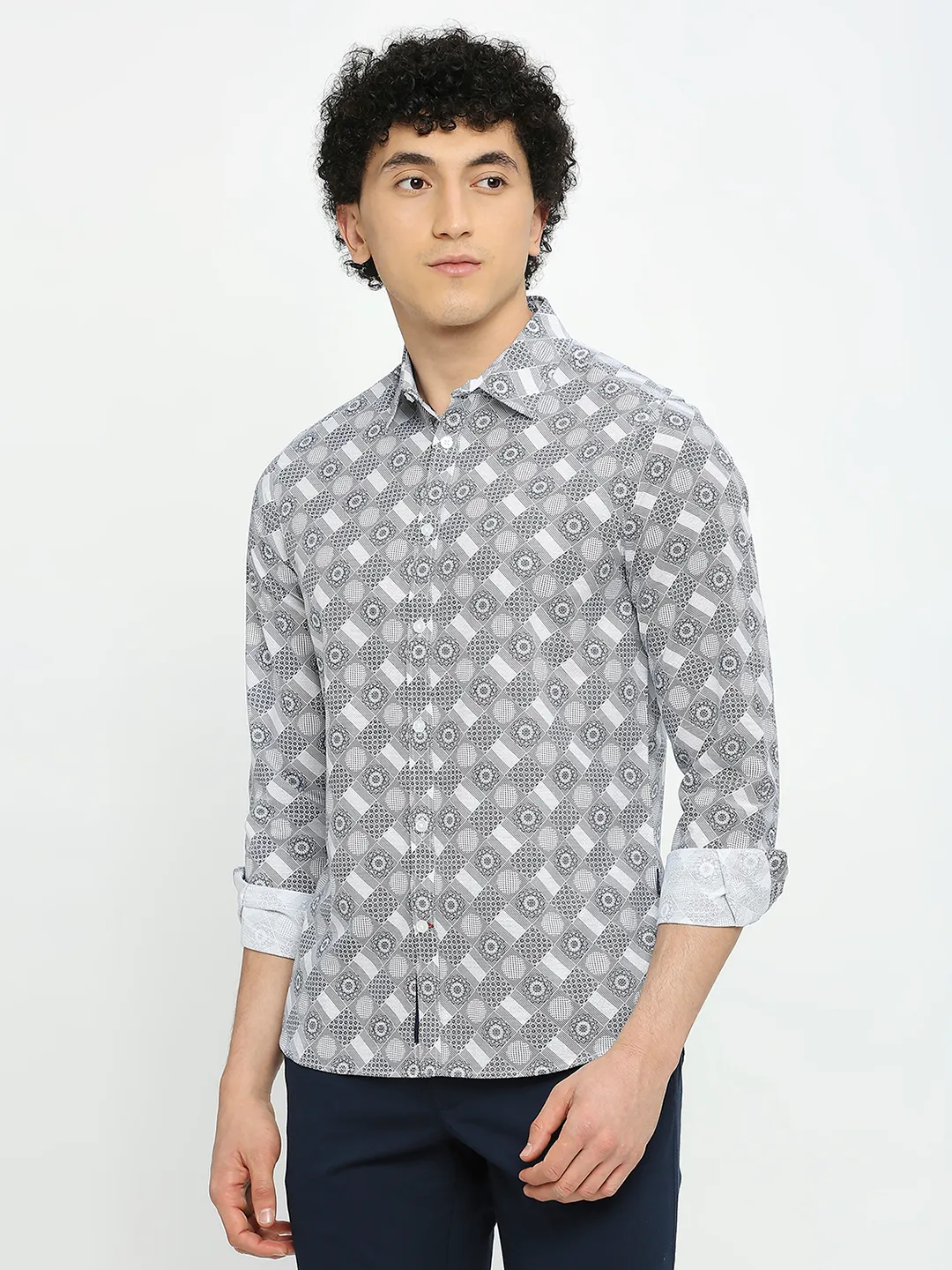 White Slim Straight Fit Regular Collar Long Sleeves Men's Shirt by Being Human Clothing - Image 2