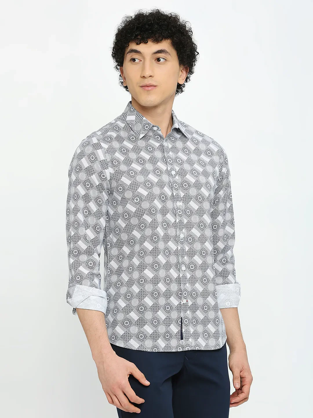 White Slim Straight Fit Regular Collar Long Sleeves Men's Shirt by Being Human Clothing - Image 3
