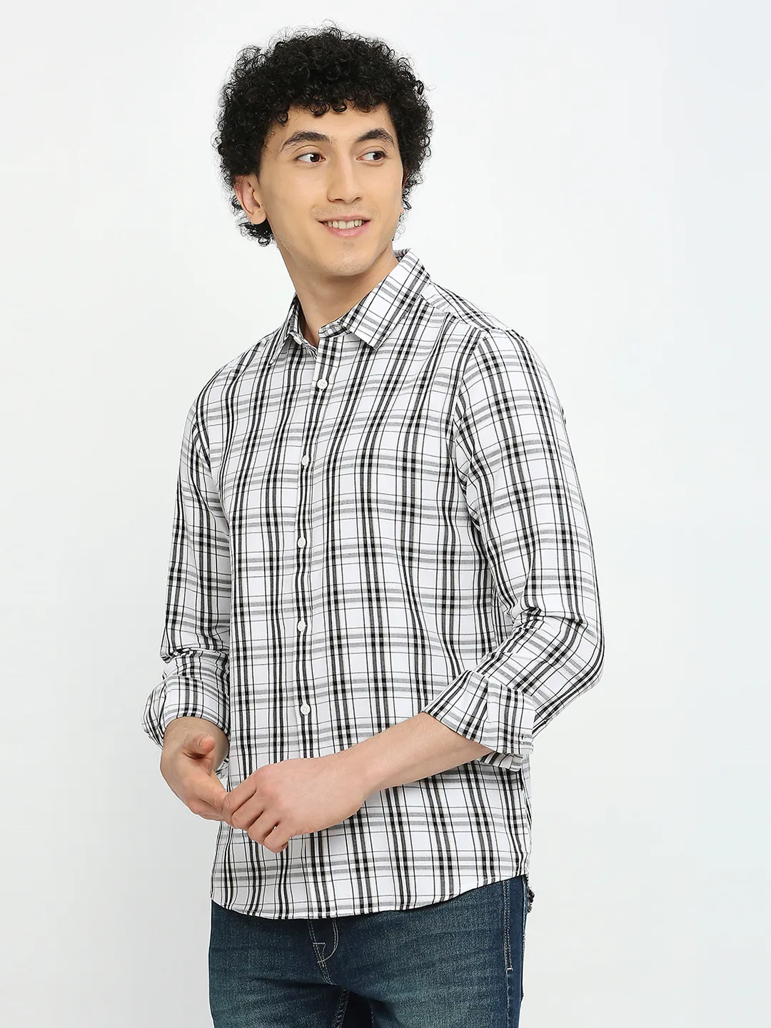 White Slim Fit Regular Collar Men's Shirt by Being Human Clothing - Image 2