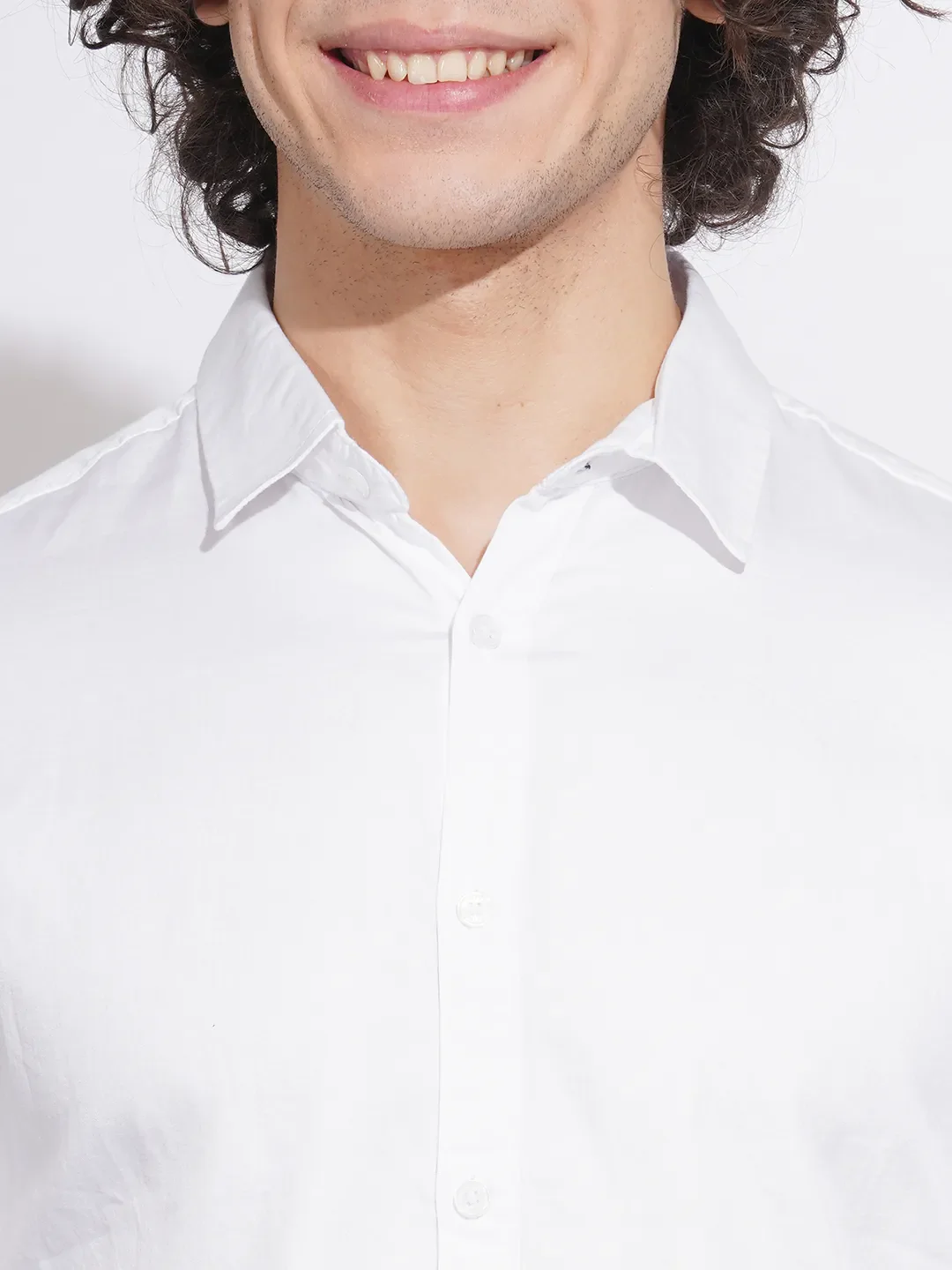 White Slim Straight Fit Regular Collar Long Sleeves Men's Shirt by Being Human Clothing - Image 5