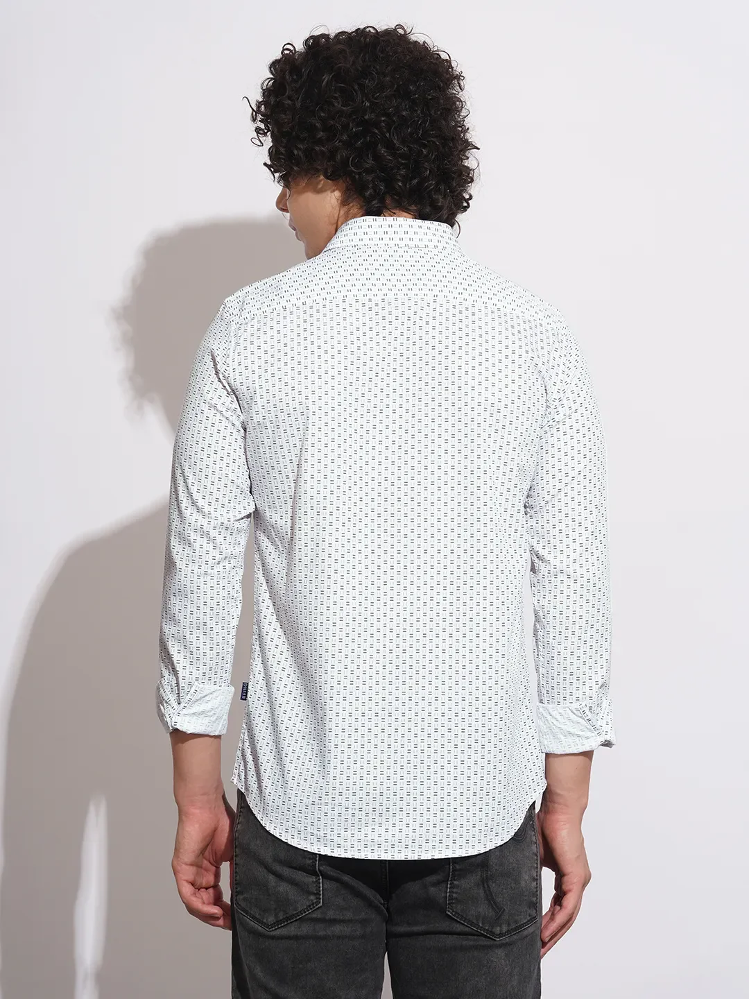 White Slim Straight Fit Regular Collar Long Sleeves Men's Shirt by Being Human Clothing - Image 3