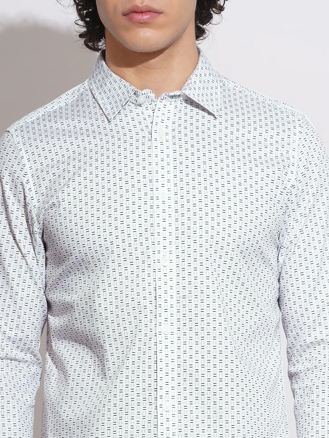 White Slim Straight Fit Regular Collar Long Sleeves Men's Shirt by Being Human Clothing - Image 5