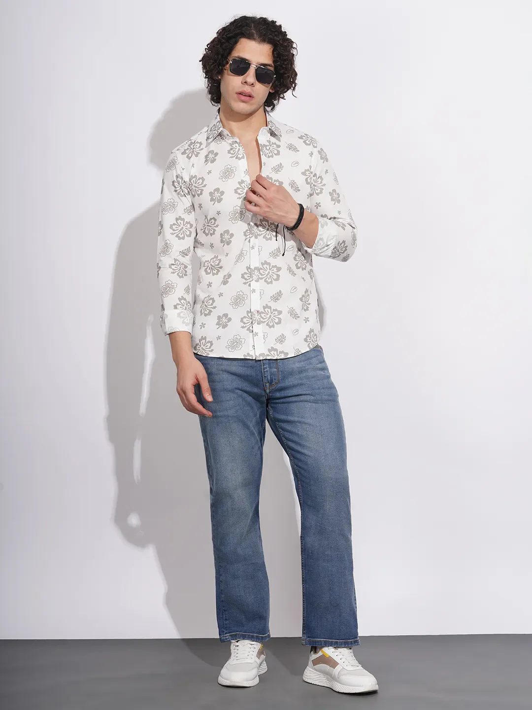 White Slim Straight Fit Regular Collar Long Sleeves Men's Shirt by Being Human Clothing - Image 4