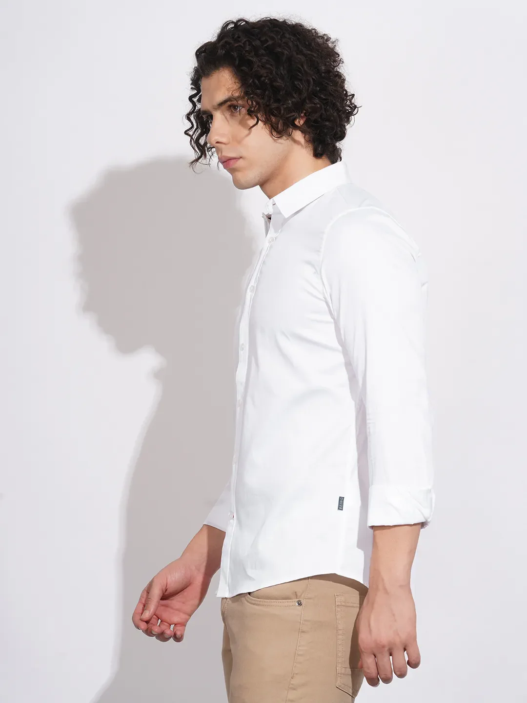 White Slim Fit Regular Collar Men's Shirt by Being Human Clothing - Image 2