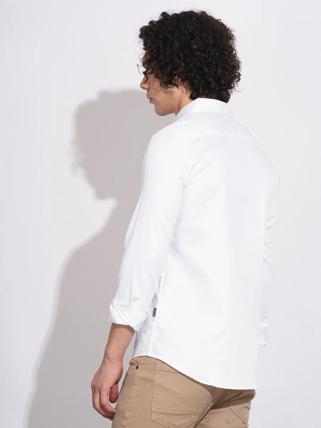 White Slim Fit Regular Collar Men's Shirt by Being Human Clothing - Image 3